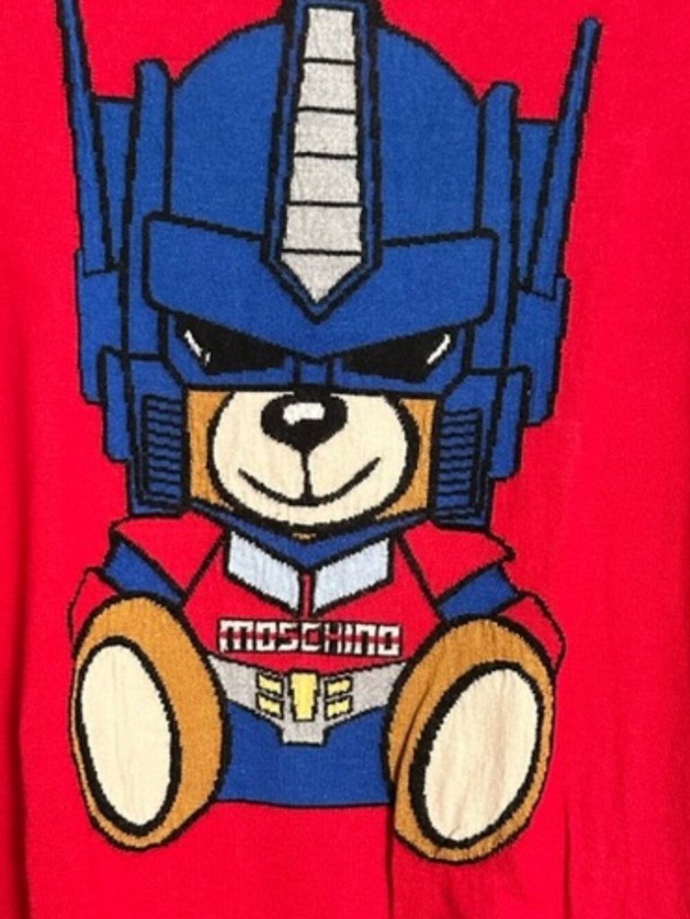 Moschino Couture Optimus Prime Teddy Bear Wool Sweater Red Size M - Picture 4 of 10